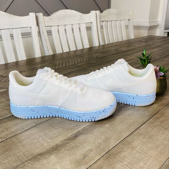 Nike Air Force 1 Crater Flyknit White Blue Shoes Sneakers Women's Size 10 - Picture 5 of 6